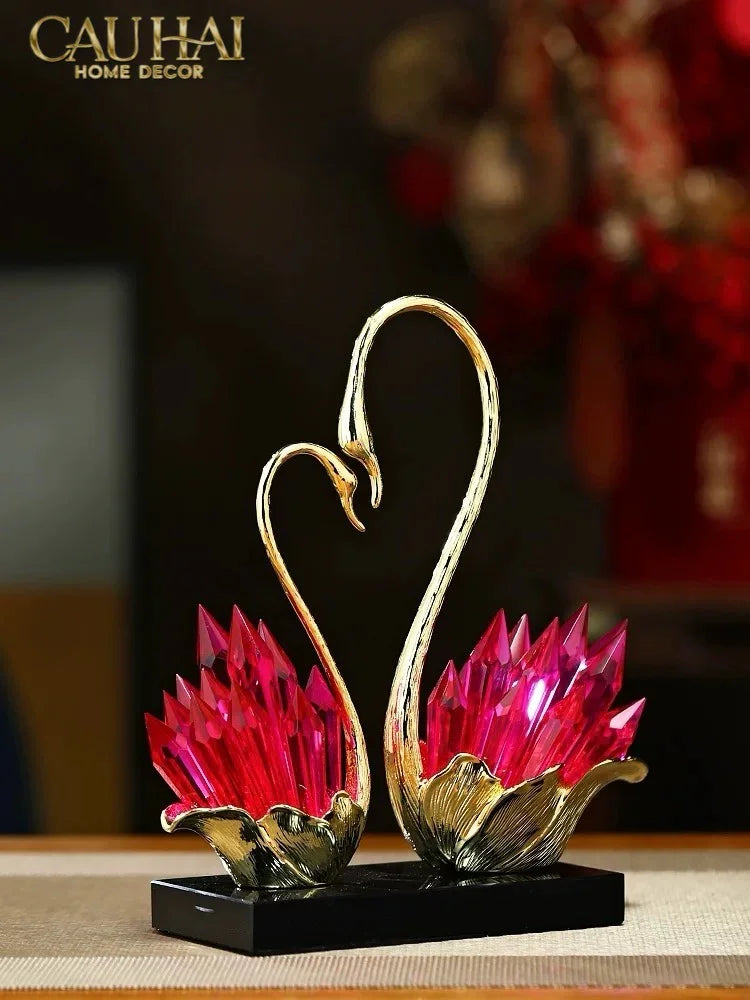 Maison Couture - Tượng Thiên Nga Vĩnh Cửu - Les Cygnes d’Amour Ruby Swan Cristalleries-CẬU HAI HOME DECOR