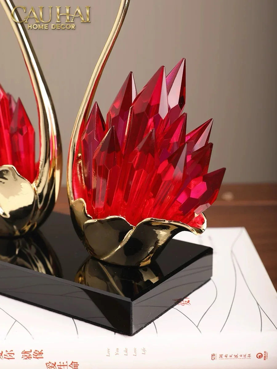 Maison Couture - Tượng Thiên Nga Vĩnh Cửu - Les Cygnes d’Amour Ruby Swan Cristalleries-CẬU HAI HOME DECOR