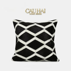Maison Couture - Vỏ Gối Da Lignes De Losanges En Cuir Noir 50-CẬU HAI HOME DECOR
