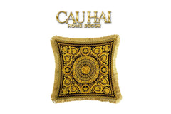 Maison Couture - Vỏ Gối Nhung Chenille Medusa V Class- Crete de Fleur - Noir Gold 45-CẬU HAI HOME DECOR