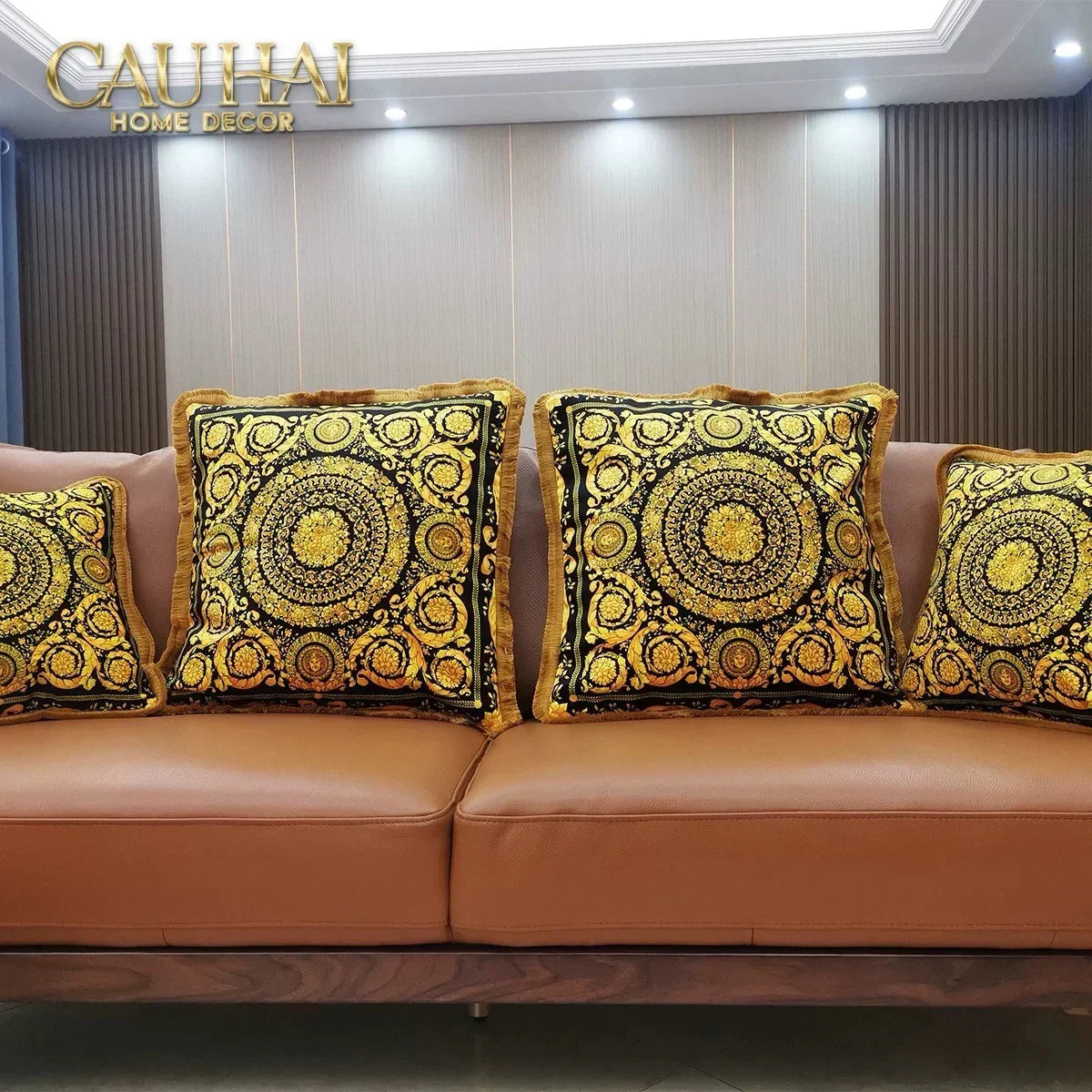 Maison Couture - Vỏ Gối Nhung Chenille Medusa V Class - Crete de Fleur - Vermilion Royale 45-CẬU HAI HOME DECOR