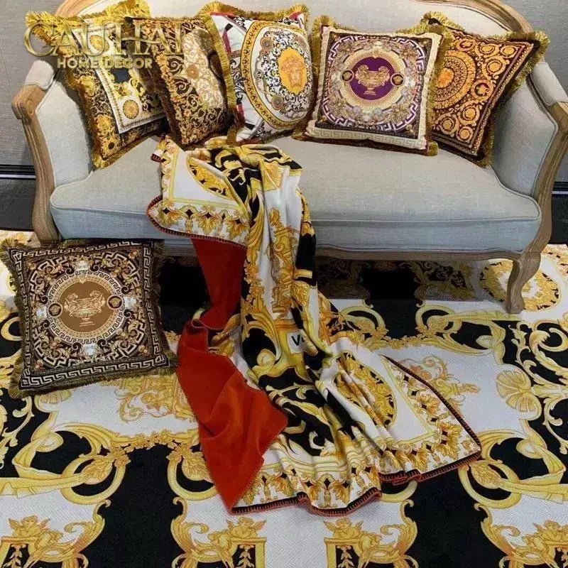 Maison Couture - Vỏ Gối Nhung Chenille Medusa V Class - Crete de Fleur - Vermilion Royale 45-CẬU HAI HOME DECOR