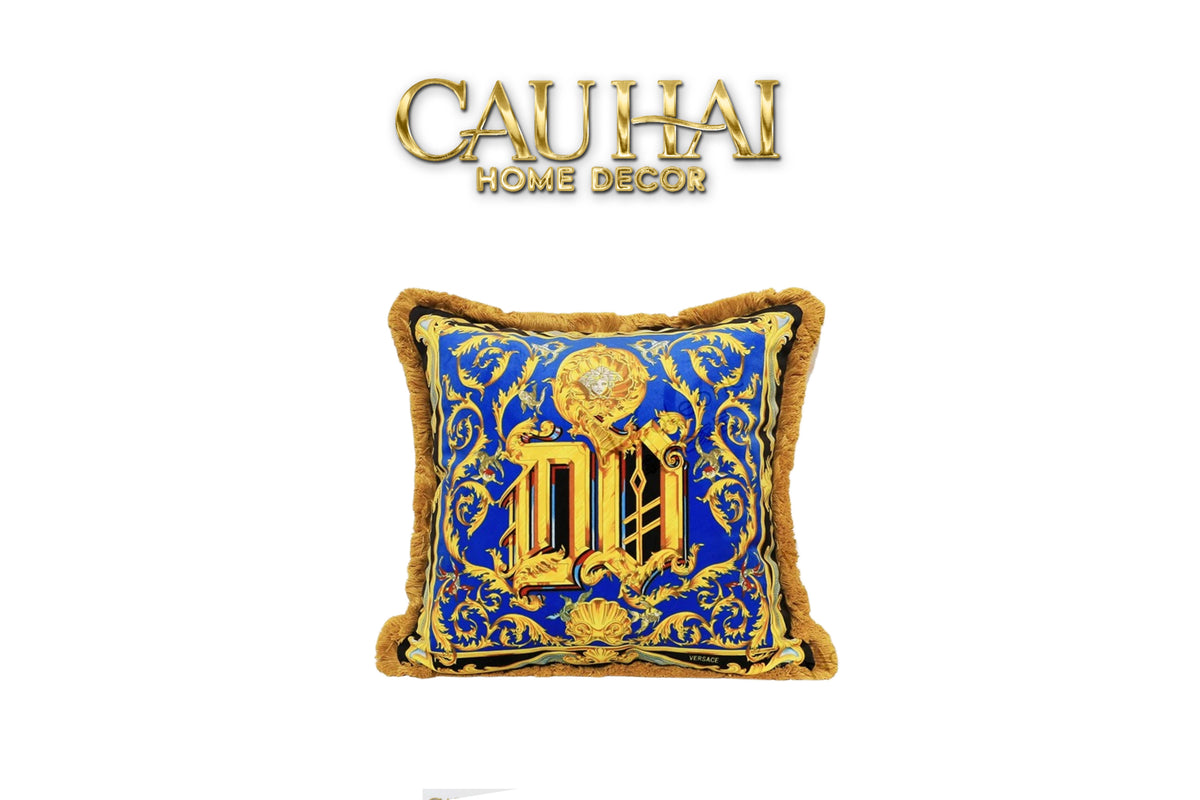 Maison Couture - Vỏ Gối V Class I ♡ Baroque Acanthus Medusa Monogram Cushion 45 Vermillion Rouge-VỎ GỐI SOFA-CẬU HAI HOME DECOR-CẬU HAI HOME DECOR