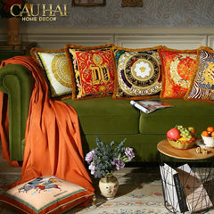 Maison Couture - Vỏ Gối V Class I ♡ Baroque Acanthus V Monogram Cushion 45 Medusa Gala White-CẬU HAI HOME DECOR