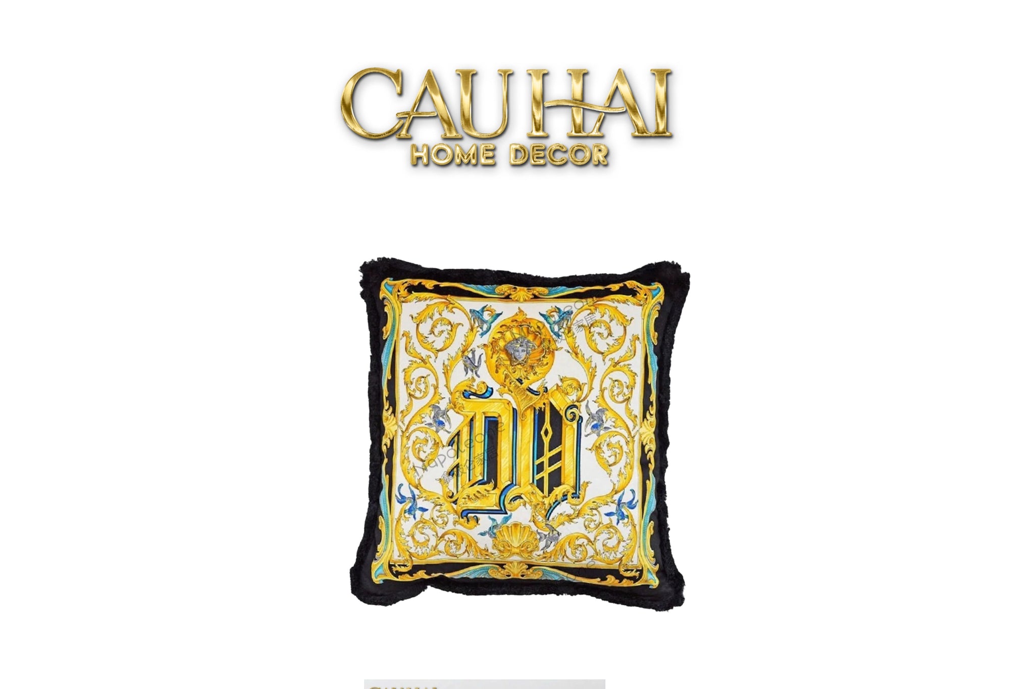 Maison Couture - Vỏ Gối V Class I ♡ Baroque Acanthus V Monogram Cushion 45 Medusa Gala White-CẬU HAI HOME DECOR
