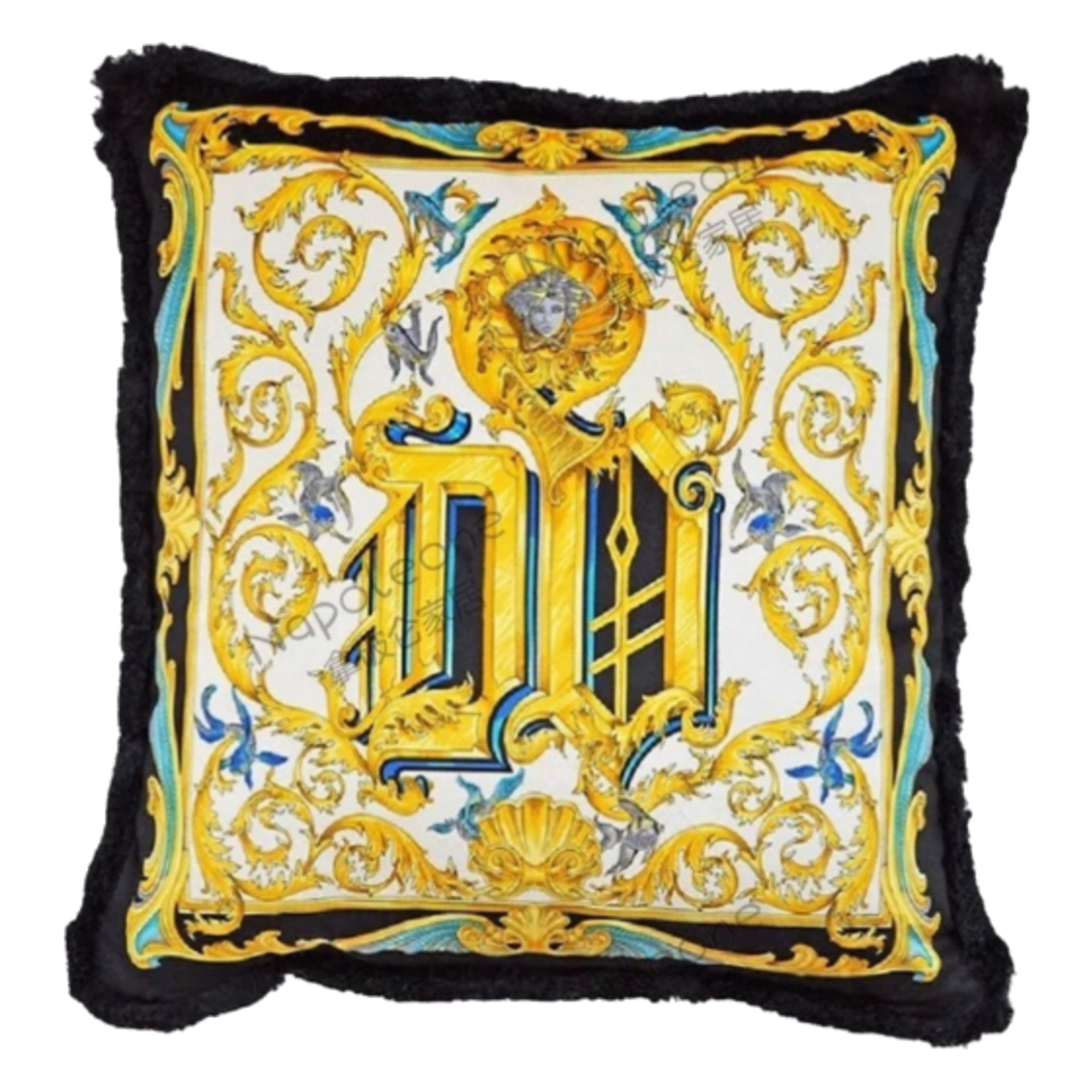 Maison Couture - Vỏ Gối V Class I ♡ Baroque Acanthus V Monogram Cushion 45 Medusa Gala White-VỎ GỐI SOFA-CẬU HAI HOME DECOR-CẬU HAI HOME DECOR