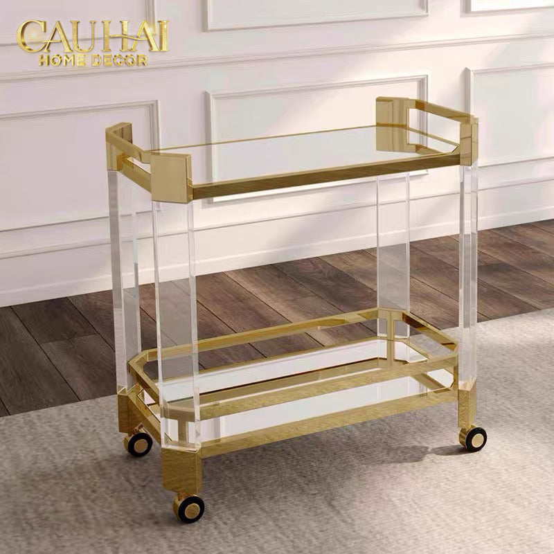 Maison Couture - Xe Đẩy Quầy Bar / Bar Cart Christian Trolley Acrylic Modernist D'Or-XE ĐẨY BAR-CẬU HAI HOME DECOR-CẬU HAI HOME DECOR