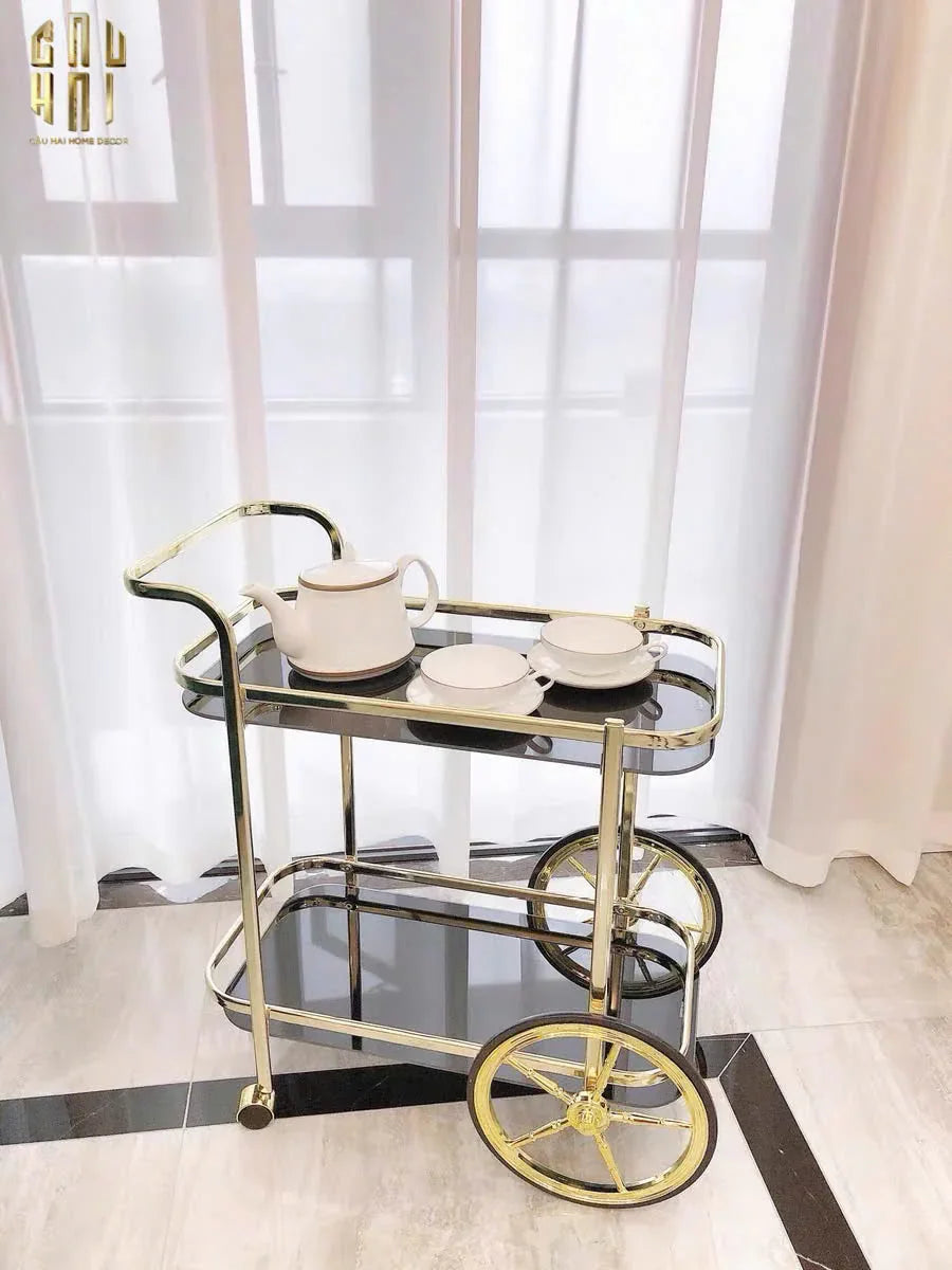 Maison Couture - Xe Đẩy Quầy Bar / Bar Cart Hemingway Trolley - Black Mirror 54x87x85-XE ĐẨY BAR-Đối tác tại Trung Quốc theo từng đơn đặt hàng-CẬU HAI HOME DECOR