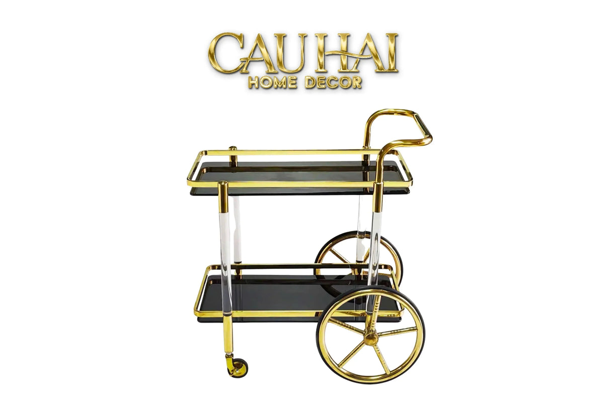 Maison Couture - Xe Đẩy Quầy Bar / Bar Cart Hemingway Trolley - Black Mirror 54x87x85-XE ĐẨY BAR-Đối tác tại Trung Quốc theo từng đơn đặt hàng-CẬU HAI HOME DECOR