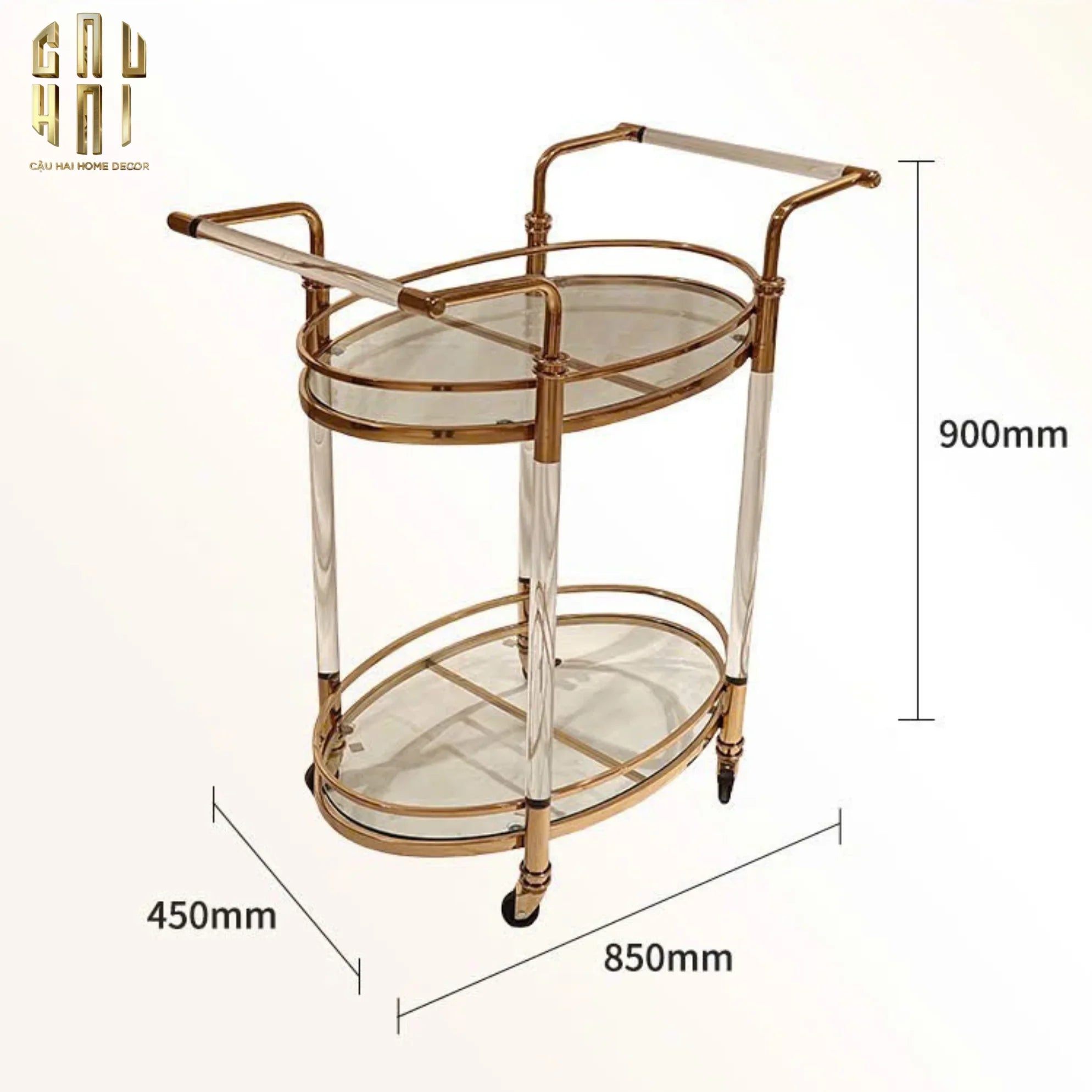 Maison Couture - Xe Đẩy Quầy Bar Cart Golden Lucid Acrylic Lumière Stemware-CẬU HAI HOME DECOR