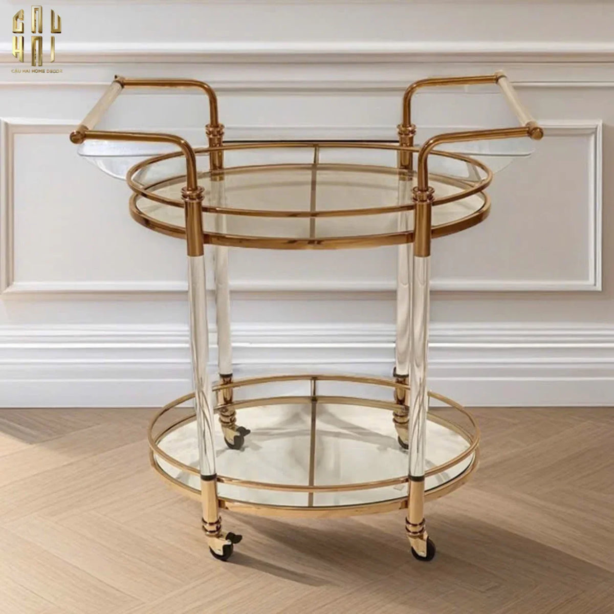 Maison Couture - Xe Đẩy Quầy Bar Cart Golden Lucid Acrylic Lumière Stemware-XE ĐẨY BAR-Đối tác tại Trung Quốc theo từng đơn đặt hàng-CẬU HAI HOME DECOR