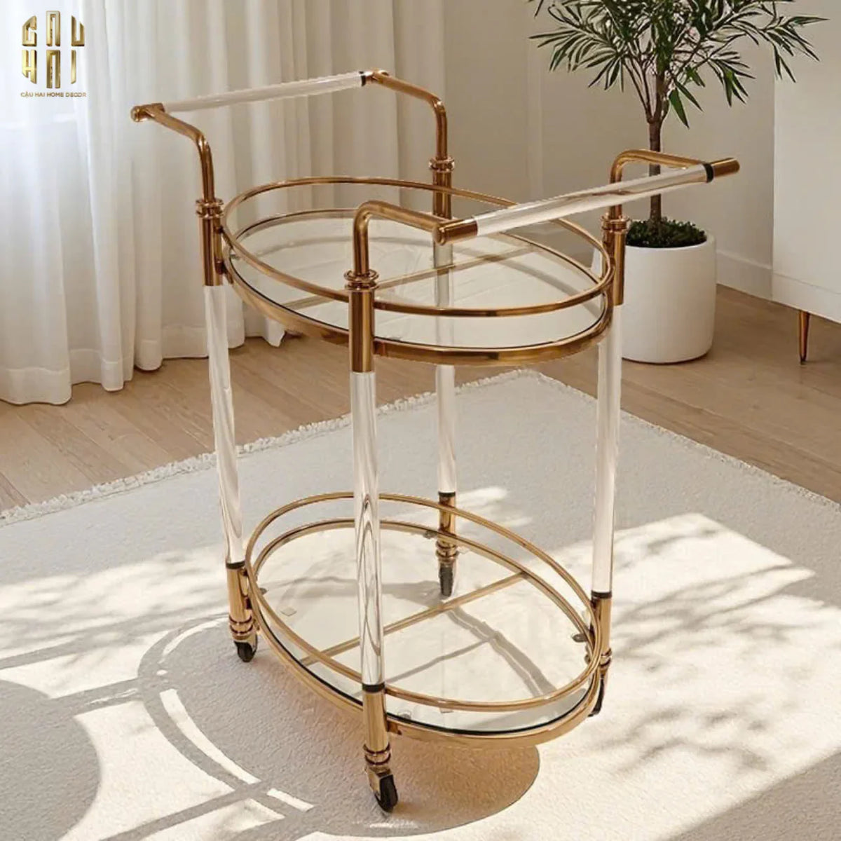 Maison Couture - Xe Đẩy Quầy Bar Cart Golden Lucid Acrylic Lumière Stemware-XE ĐẨY BAR-Đối tác tại Trung Quốc theo từng đơn đặt hàng-CẬU HAI HOME DECOR