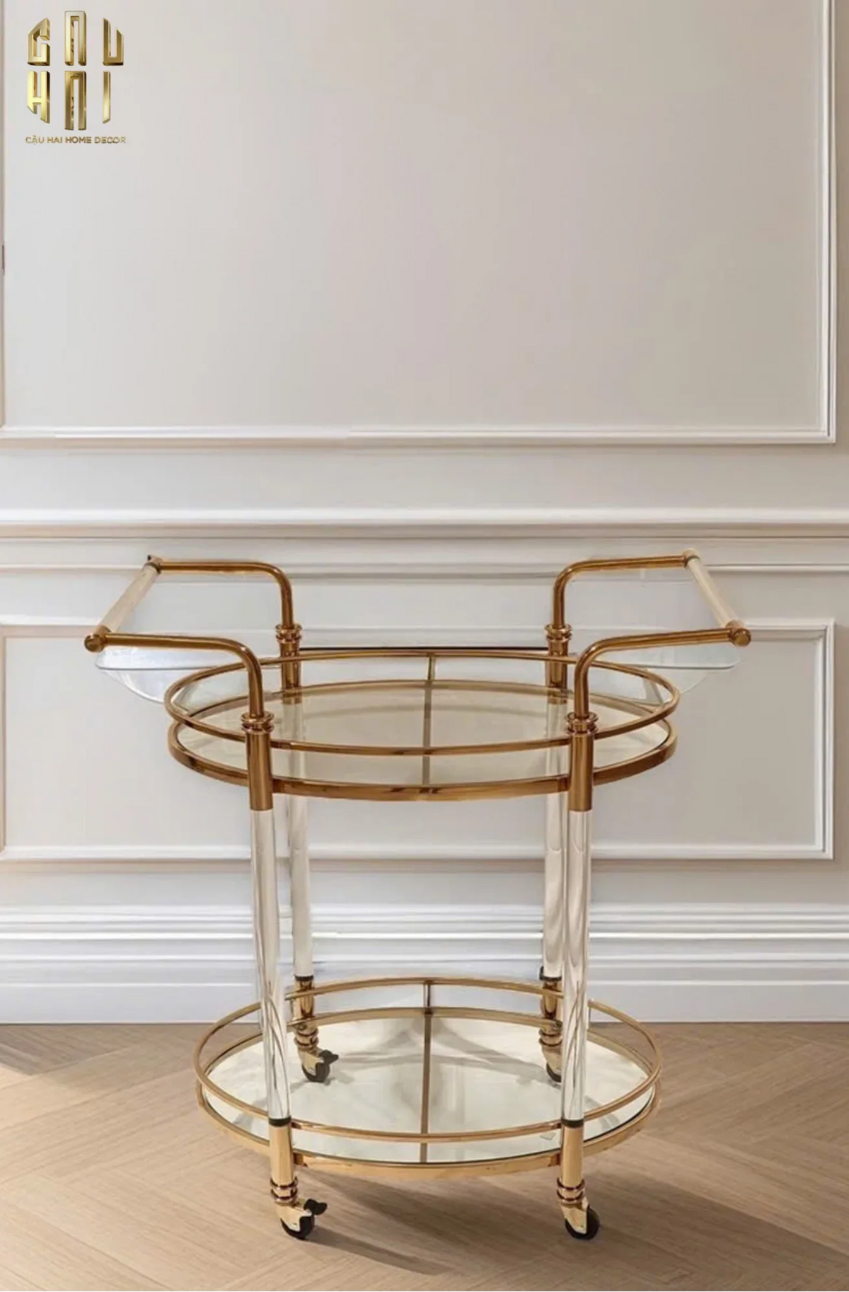 Maison Couture - Xe Đẩy Quầy Bar Cart Golden Lucid Acrylic Lumière Stemware-XE ĐẨY BAR-Đối tác tại Trung Quốc theo từng đơn đặt hàng-CẬU HAI HOME DECOR