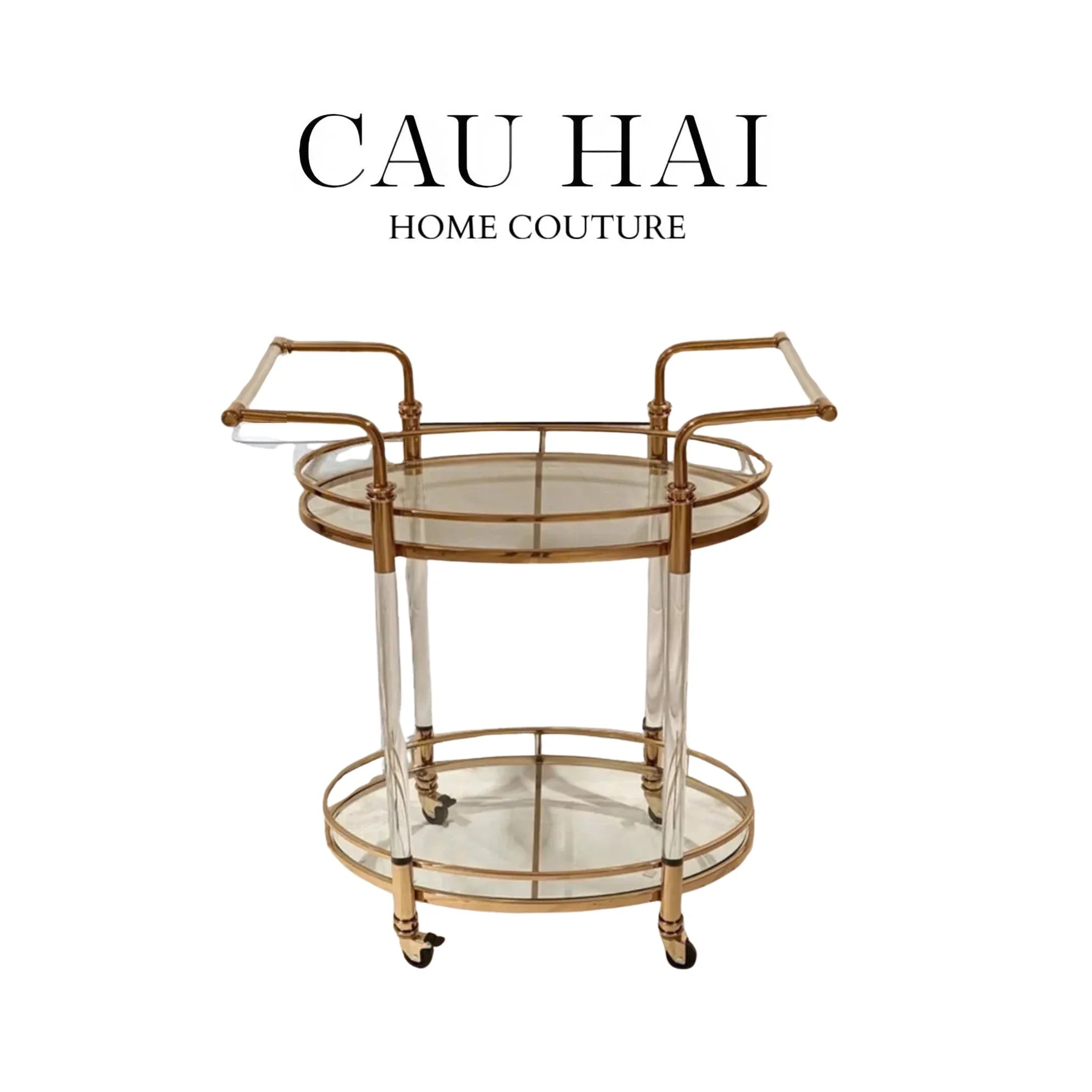 Maison Couture - Xe Đẩy Quầy Bar Cart Golden Lucid Acrylic Lumière Stemware-CẬU HAI HOME DECOR