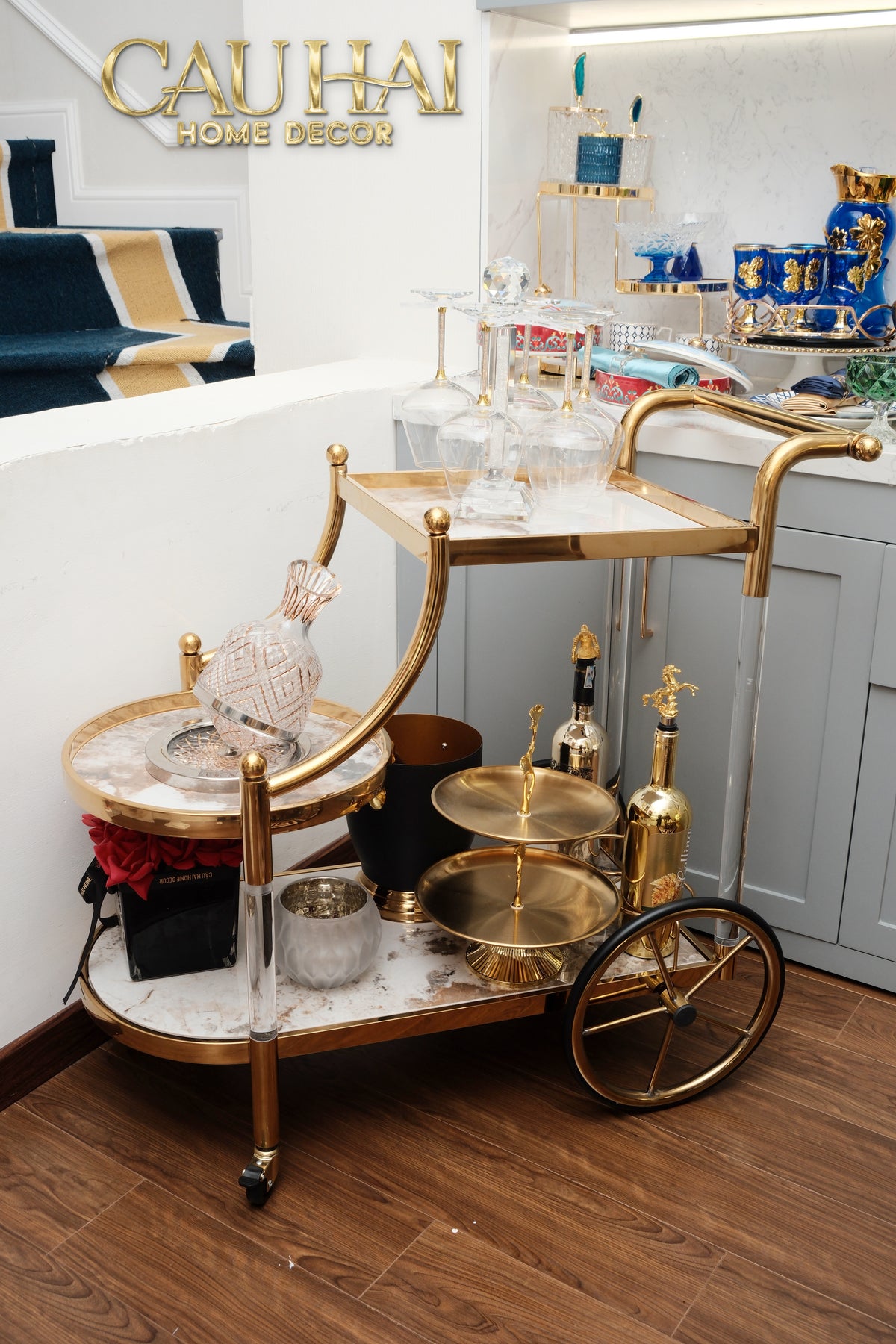 Maison Couture - Xe Đẩy Quầy Bar Grand Marble Aurelia Bar Cart Trolley 40x90x90-XE ĐẨY BAR-CẬU HAI HOME DECOR-CẬU HAI HOME DECOR