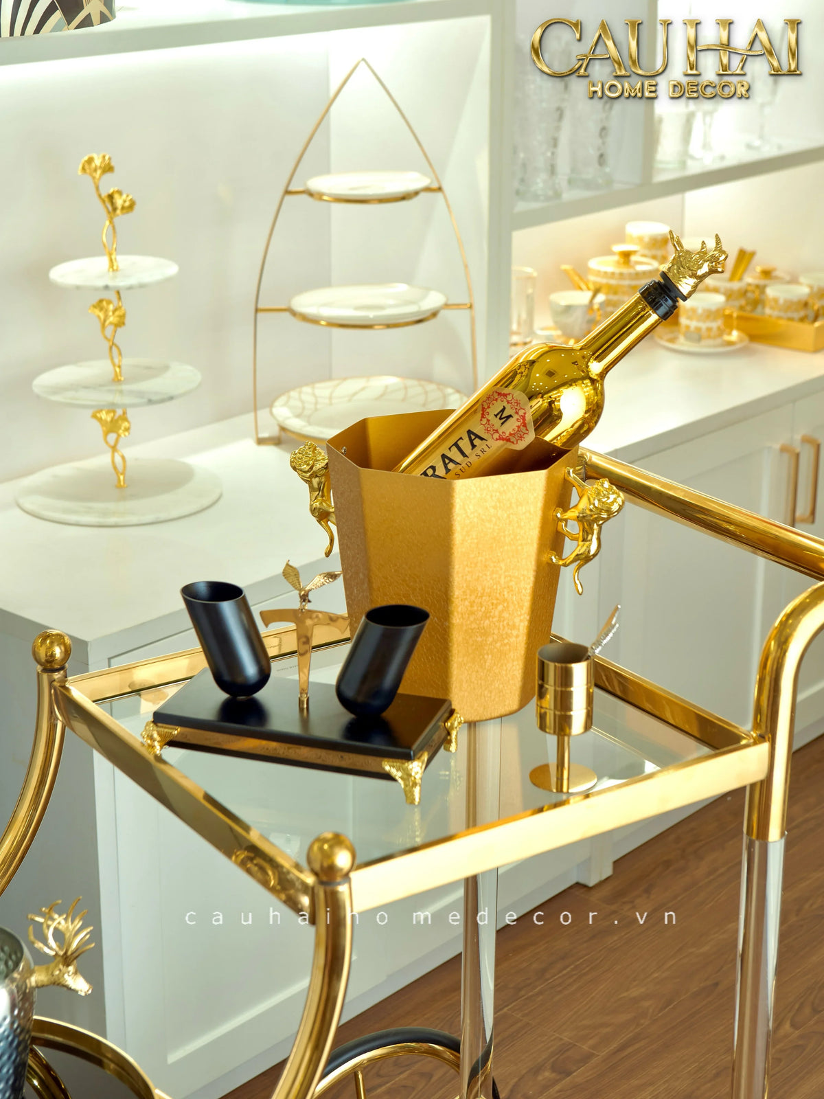 Maison Couture - Xe Đẩy Quầy Bar Grand Marquis Lusso Bar Cart Trolley 40x90x90-XE ĐẨY BAR-CẬU HAI HOME DECOR-CẬU HAI HOME DECOR