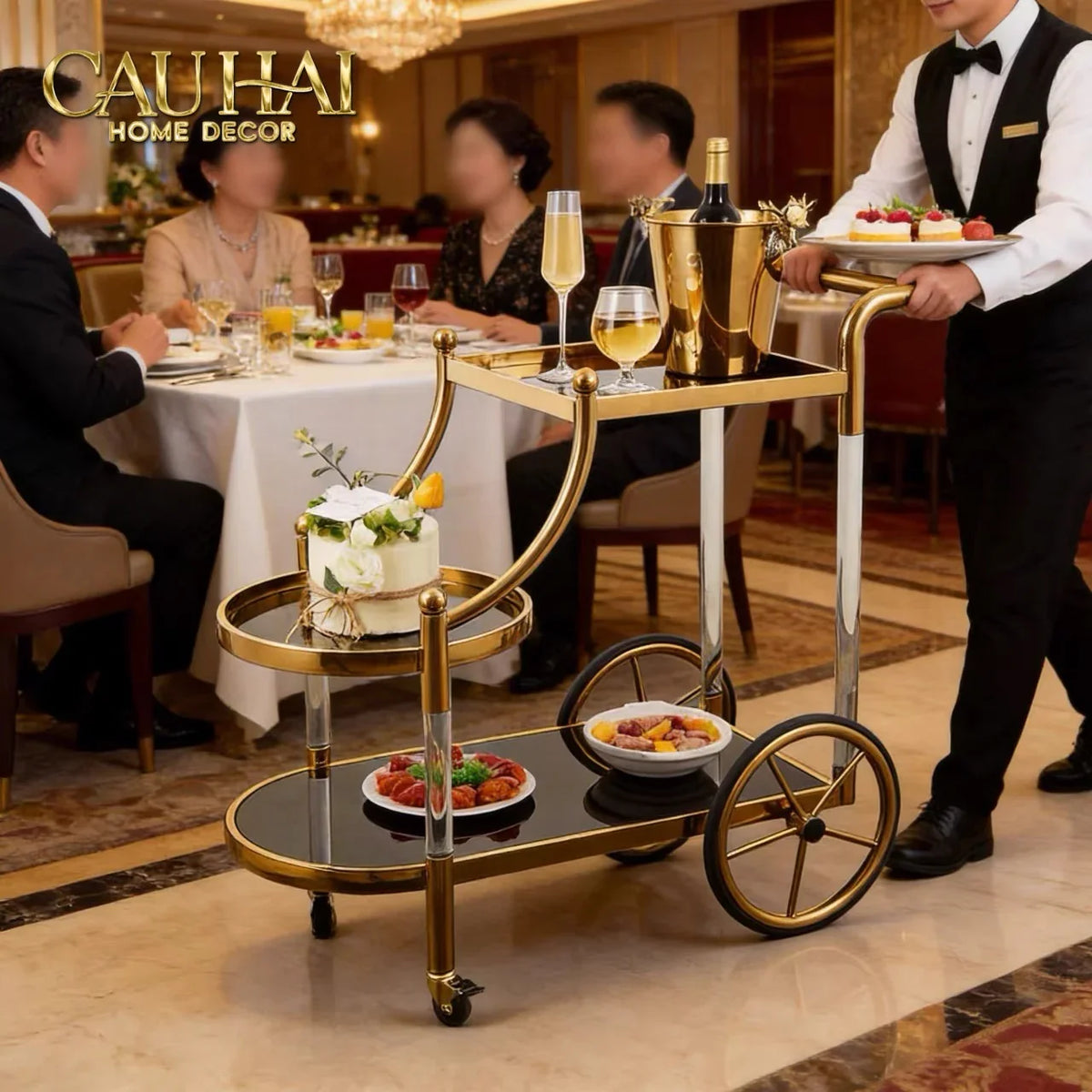 Maison Couture - Xe Đẩy Quầy Bar Grand Marquis Lusso Bar Cart Trolley 40x90x90-XE ĐẨY BAR-CẬU HAI HOME DECOR-CẬU HAI HOME DECOR