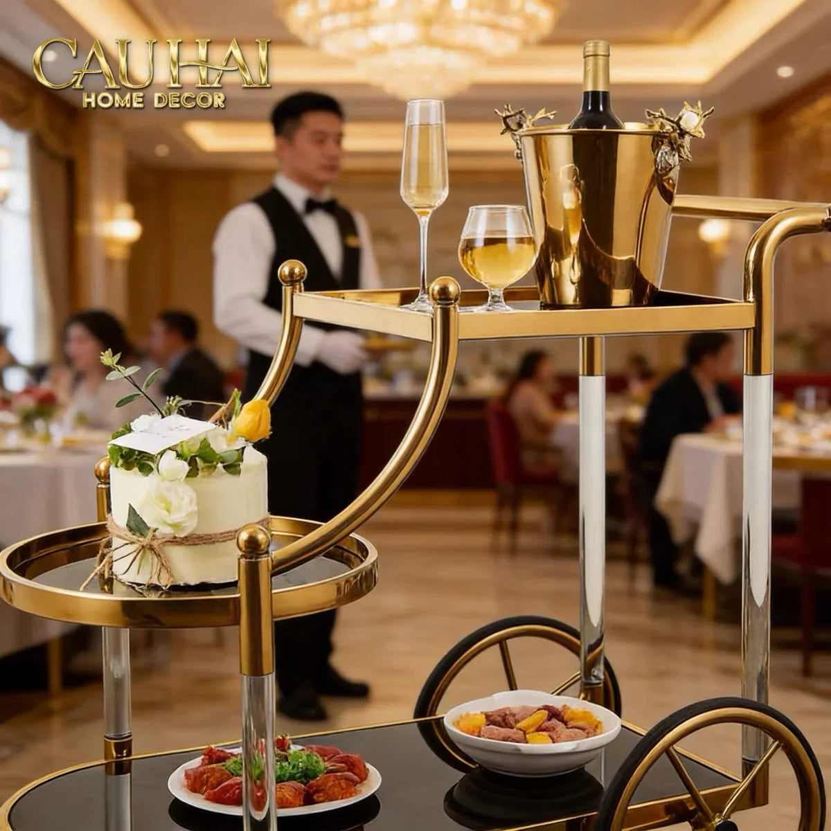 Maison Couture - Xe Đẩy Quầy Bar Grand Marquis Lusso Bar Cart Trolley 40x90x90-XE ĐẨY BAR-CẬU HAI HOME DECOR-CẬU HAI HOME DECOR