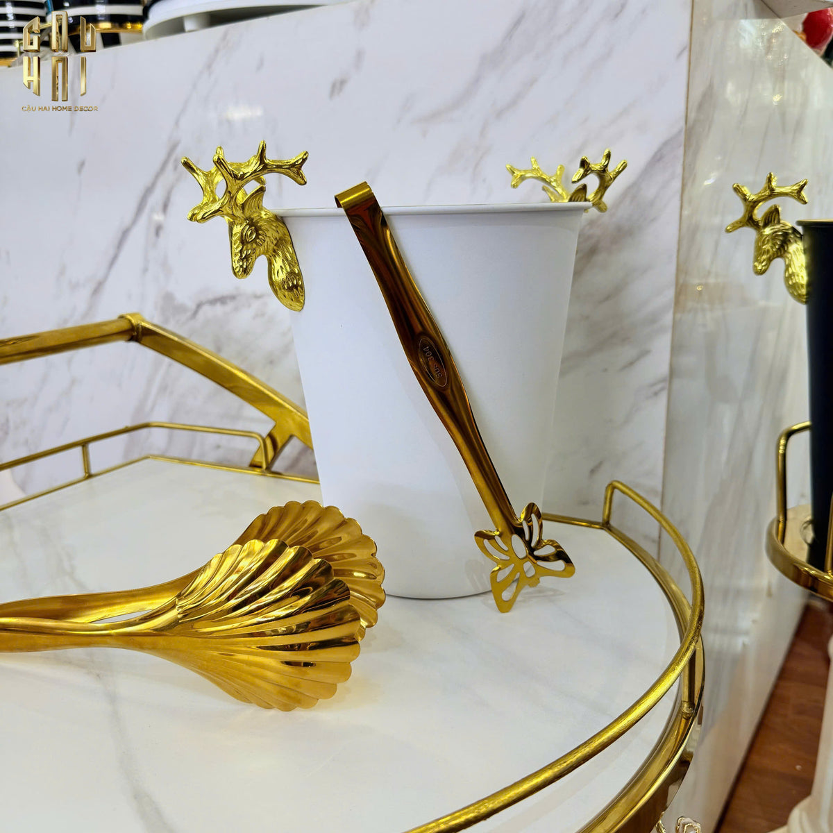 Maison Couture - Xô Đá Màu Trắng Golden Elk Ice Bucket White 5L-XÔ ĐÁ-Đối tác tại Trung Quốc theo từng đơn đặt hàng-CẬU HAI HOME DECOR