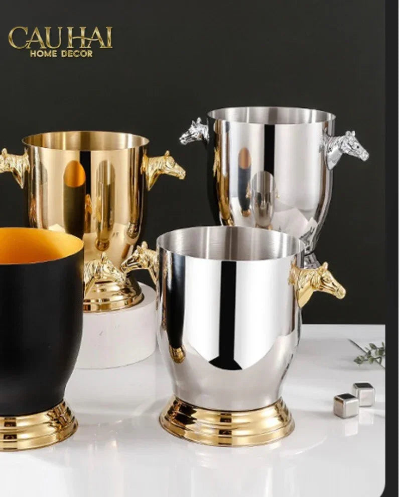 Maison Couture - Xô Đá Phiên Bản Allure - Malta Cheval Équestre Ice Bucket - Noire Gold 6L 18x24-CẬU HAI HOME DECOR