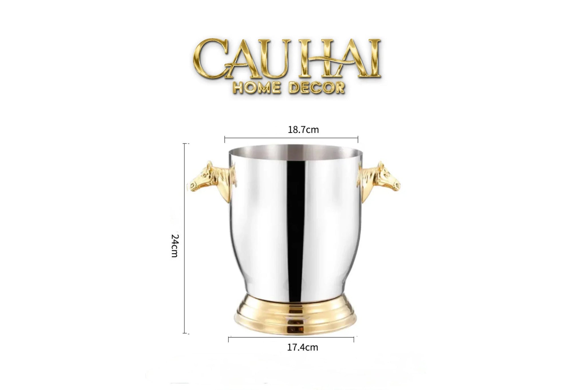 Maison Couture - Xô Đá Phiên Bản Allure - Malta Cheval Équestre Ice Bucket - Noire Gold 6L 18x24-CẬU HAI HOME DECOR