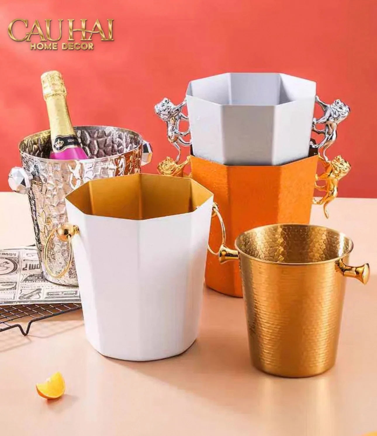 Maison Couture - Xô Đá Sư Tử Bằng Đồng - Brasson Lion Sauvage Ice Bucket 14x18.5x21 4.5L-CẬU HAI HOME DECOR