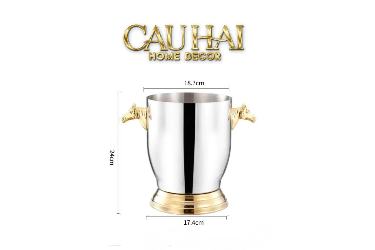 Maison Couture - Xô Đá Ướp Vang Stainless Steel Cheval Équestre Ice Bucket - Metalic Gold 6L 18x24-XÔ ĐÁ-CẬU HAI HOME DECOR-CẬU HAI HOME DECOR