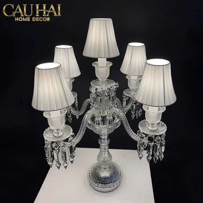 Maison Cristalleries Couture - Đèn Pha Lê 5 Đỉnh Candelabre Couronne Zénith En Classique Lamp H72-CẬU HAI HOME DECOR