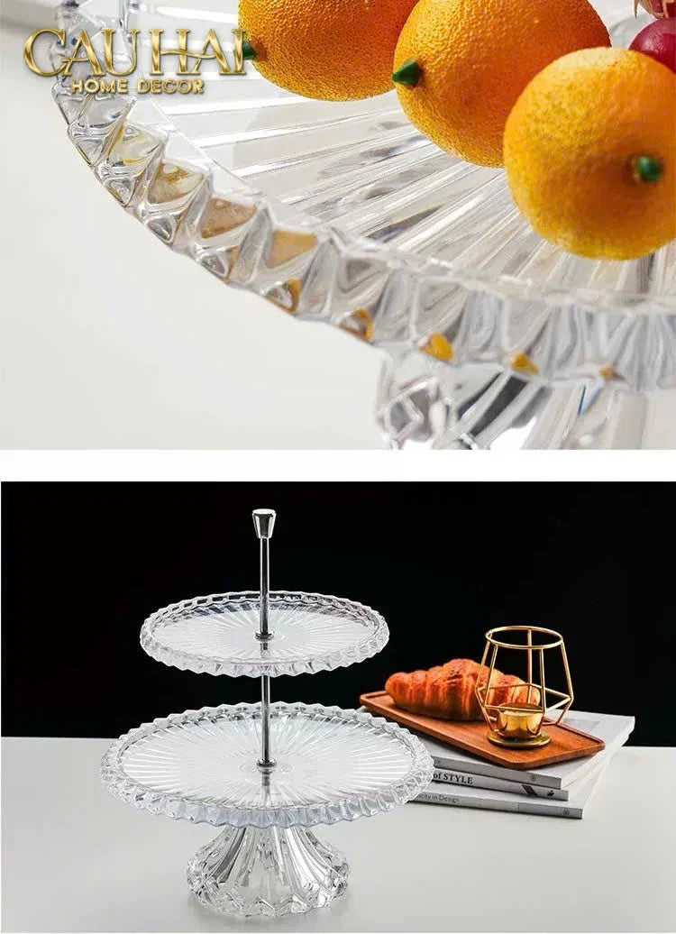 Maison Cristalleries Couture - Đĩa Pha Lê 2 Tầng Lumière Couronne Étagère 2 Niveaux 34x37-CẬU HAI HOME DECOR