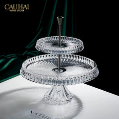 Maison Cristalleries Couture - Đĩa Pha Lê 2 Tầng Lumière Couronne Étagère 2 Niveaux 34x37-CẬU HAI HOME DECOR