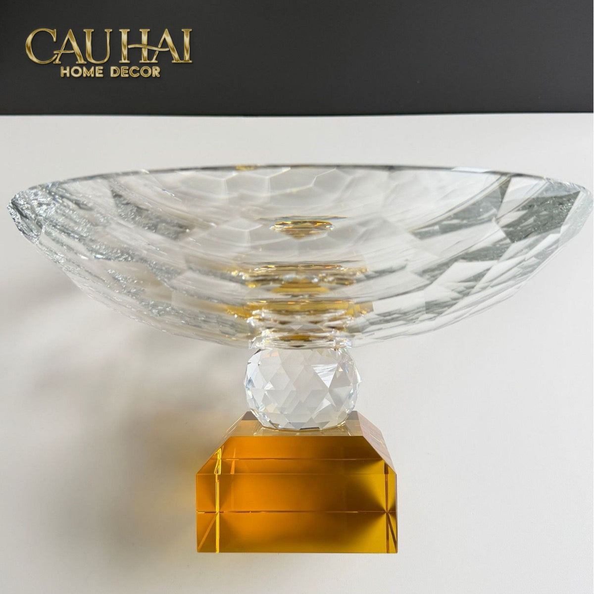 Maison Cristalleries Couture - Đĩa Trái Cây Pha Lê Amber Fruit Plates Centerpieces 9x28x15-CẬU HAI HOME DECOR