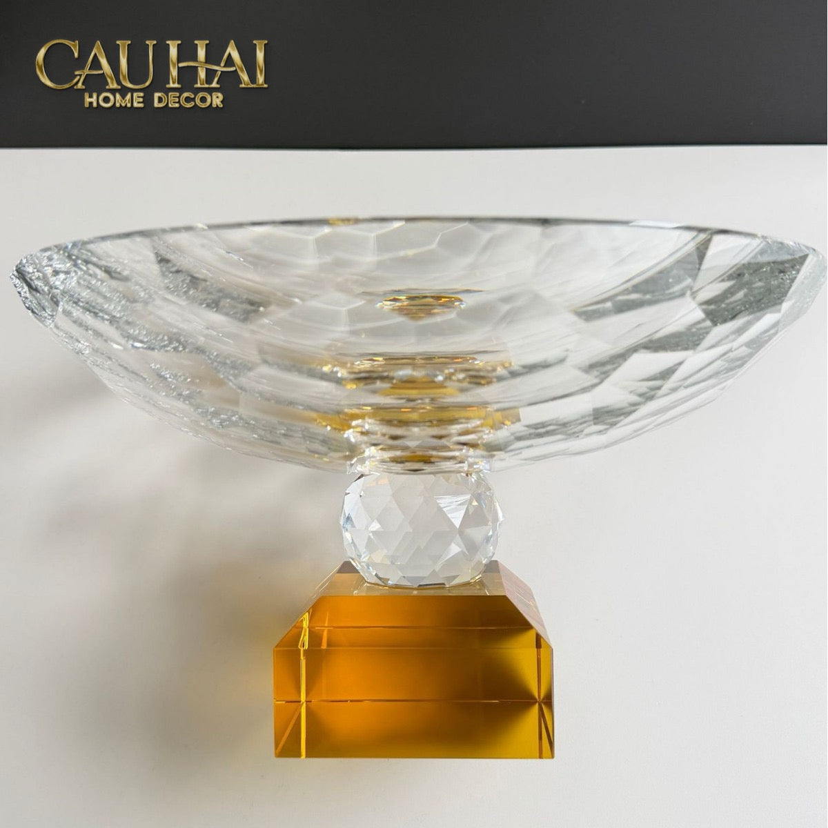Maison Cristalleries Couture - Đĩa Trái Cây Pha Lê Amber Fruit Plates Centerpieces 9x28x15-CẬU HAI HOME DECOR
