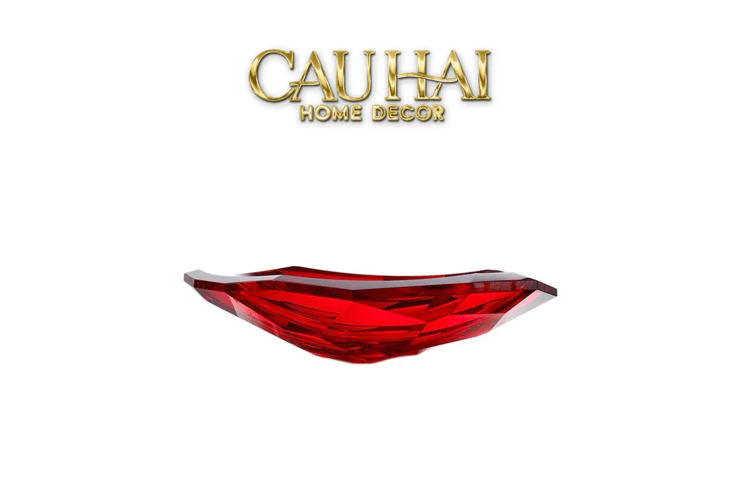 Maison Cristalleries Couture - Đĩa Trái Cây Pha Lê Cao Cấp Crimson Ruby Peak Centerpiece Fruit Plate D29-CẬU HAI HOME DECOR