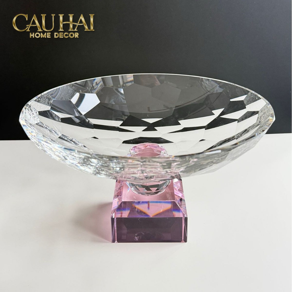 Maison Cristalleries Couture - Đĩa Trái Cây Pha Lê Eclat Candy Pink Centerpieces Fruit Plates 9x28x15-CẬU HAI HOME DECOR