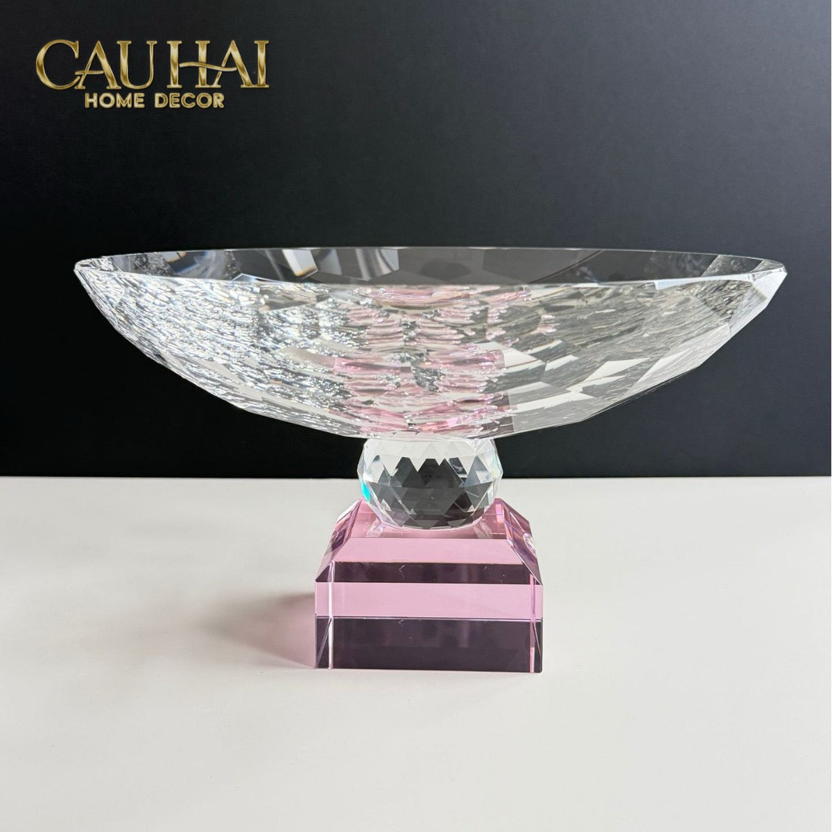 Maison Cristalleries Couture - Đĩa Trái Cây Pha Lê Eclat Candy Pink Centerpieces Fruit Plates 9x28x15-CẬU HAI HOME DECOR