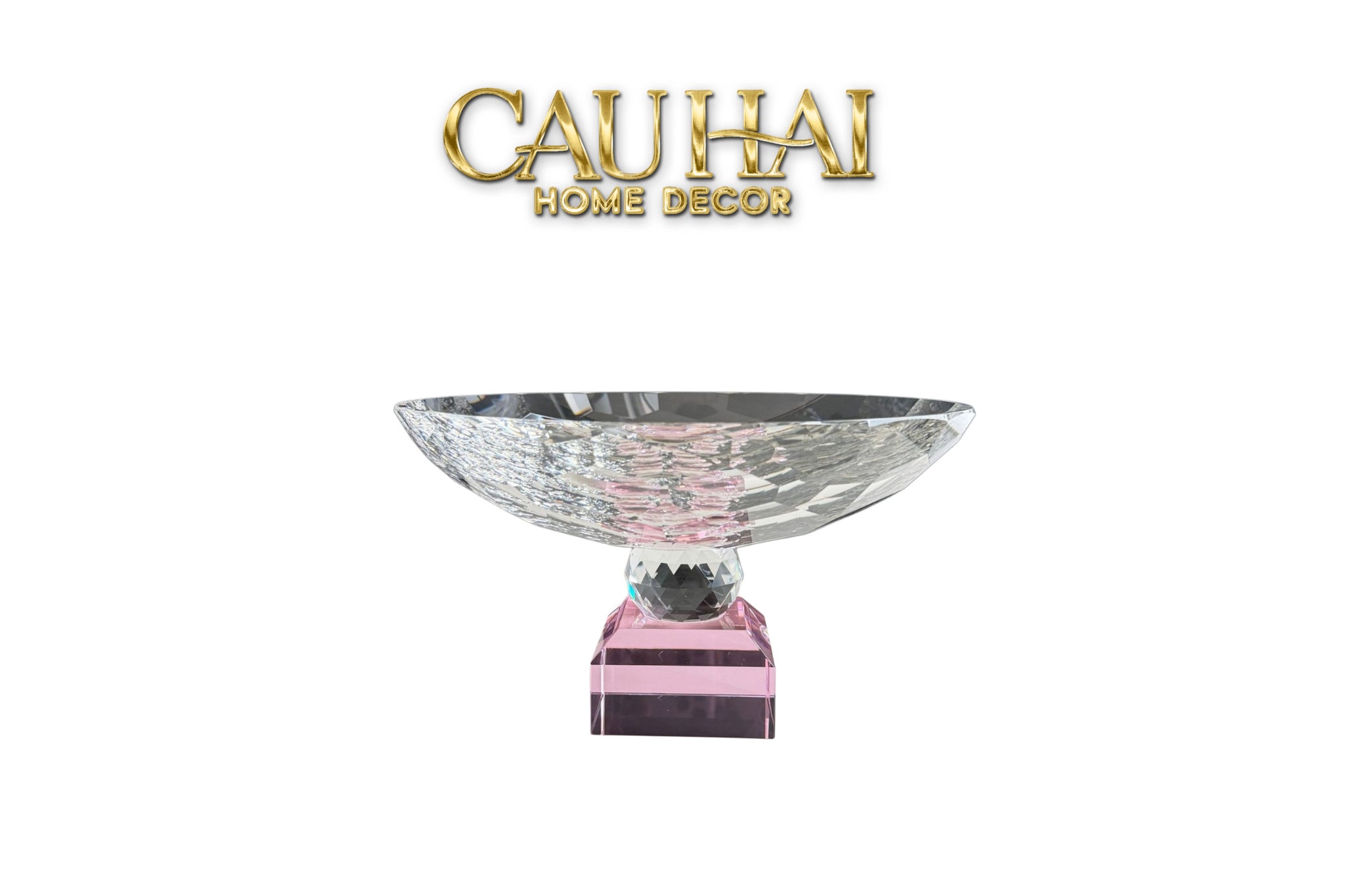 Maison Cristalleries Couture - Đĩa Trái Cây Pha Lê Eclat Candy Pink Centerpieces Fruit Plates 9x28x15-CẬU HAI HOME DECOR