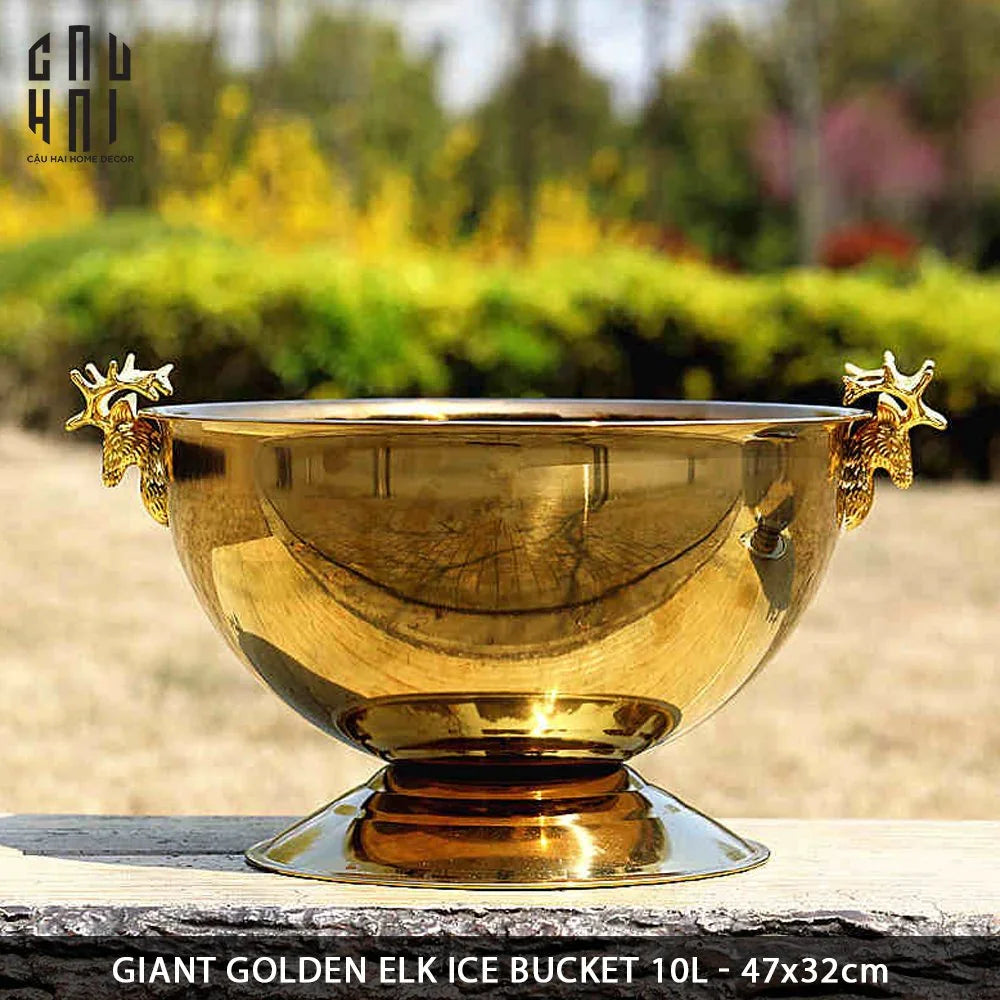 MAISON DE LUXE - GIANT GOLDEN ELK ICE BUCKET 10L SS25-CẬU HAI HOME DECOR