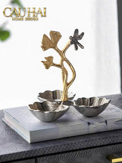 Maison Elysian Couture - Đĩa Trái Cây Đồng Mạ Bạc Triptyque · Indira Atelier Ginkgo Platinum Decorative Trays 22x22-CẬU HAI HOME DECOR