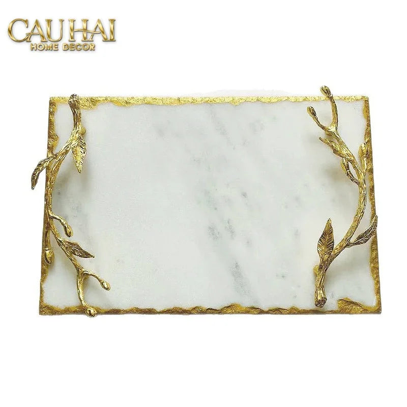 Metropolitan Elite - Khay Đá Chữ Nhật Manhattan Urban Gold Luxe Marble Trays 20x30-CẬU HAI HOME DECOR