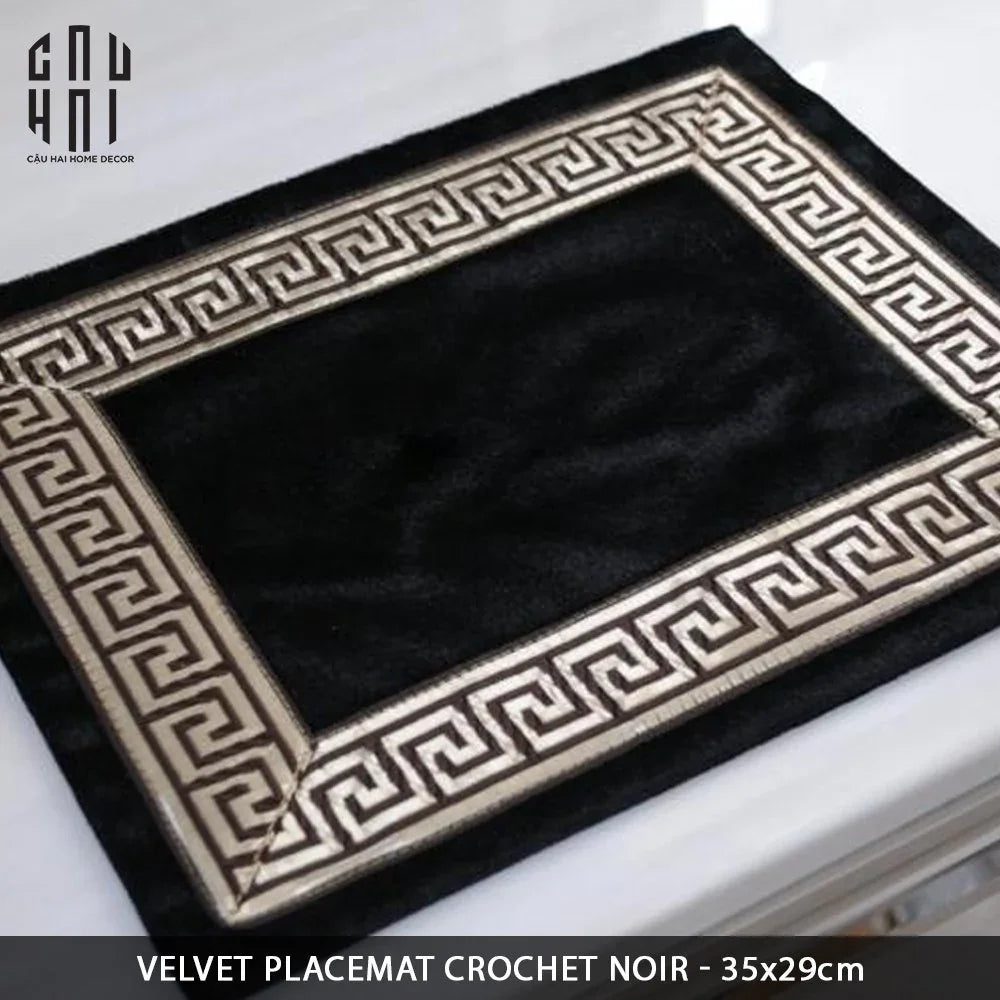 MIẾNG LÓT BÀN ĂN CROCHET - VELVET PLACEMAT CROCHET NOIR - CẬU HAI HOME DECOR