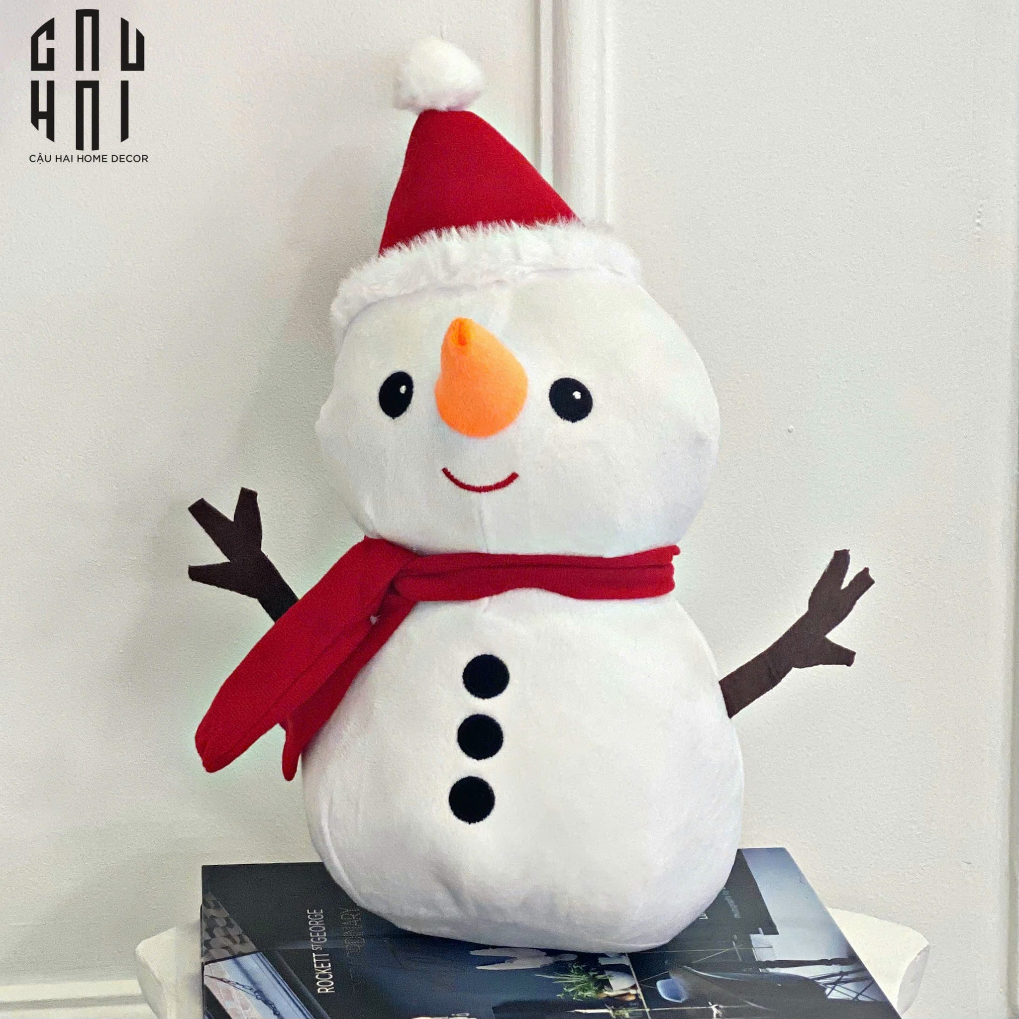 NGƯỜI TUYẾT - LOVELY WHITE SNOW MAN WITH STICK - CẬU HAI HOME DECOR