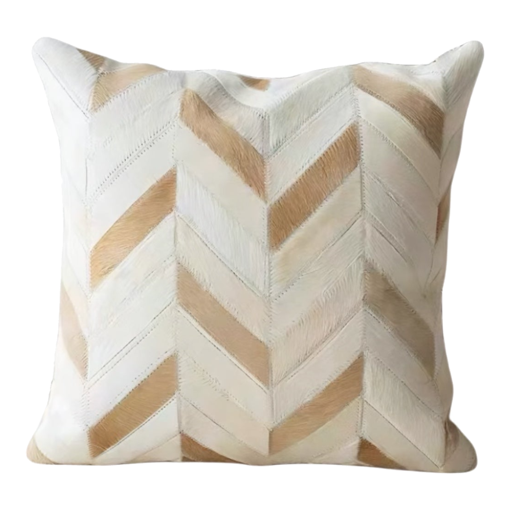 Vỏ Gối Da Bò Patchwork Équestre Sand Ivory 45x45-Vỏ Gối Trang Trí-CẬU HAI HOME DECOR-CẬU HAI HOME DECOR