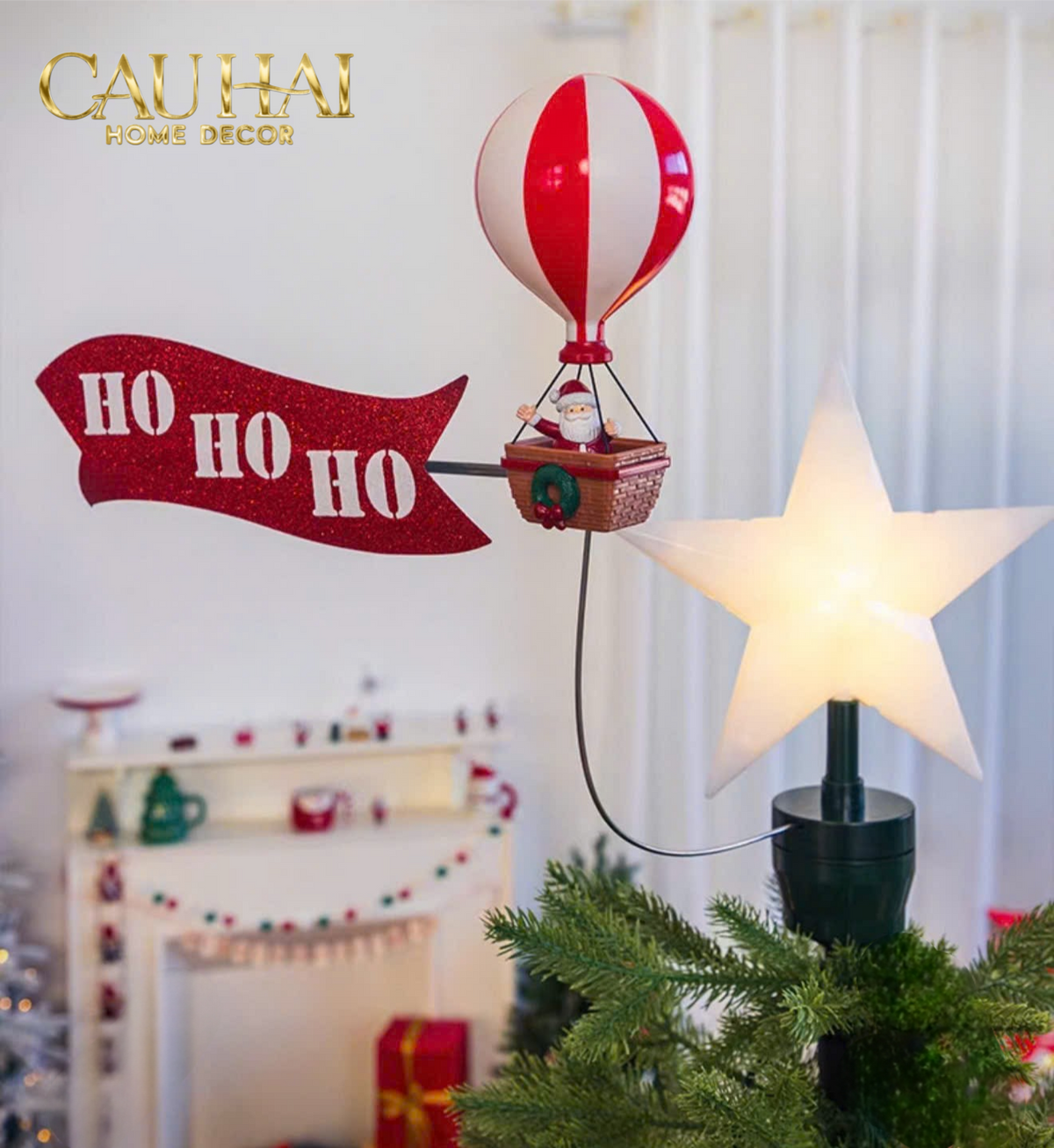 Fêtes Couture - Đèn Ngôi Sao Noel Santa Balloon Ho Ho Ho H22-TRANG TRÍ GIÁNG SINH-CẬU HAI HOME DECOR-CẬU HAI HOME DECOR