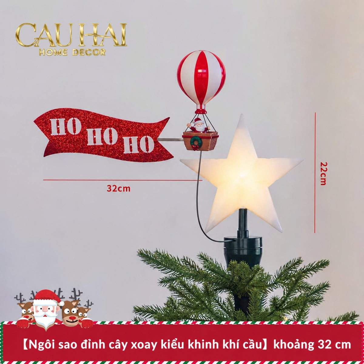 Fêtes Couture - Đèn Ngôi Sao Noel Santa Balloon Ho Ho Ho H22-TRANG TRÍ GIÁNG SINH-CẬU HAI HOME DECOR-CẬU HAI HOME DECOR