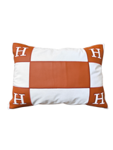 Gối Nhung Phối Da Color Block Cognac 30x50-Gối-CẬU HAI HOME DECOR-CẬU HAI HOME DECOR
