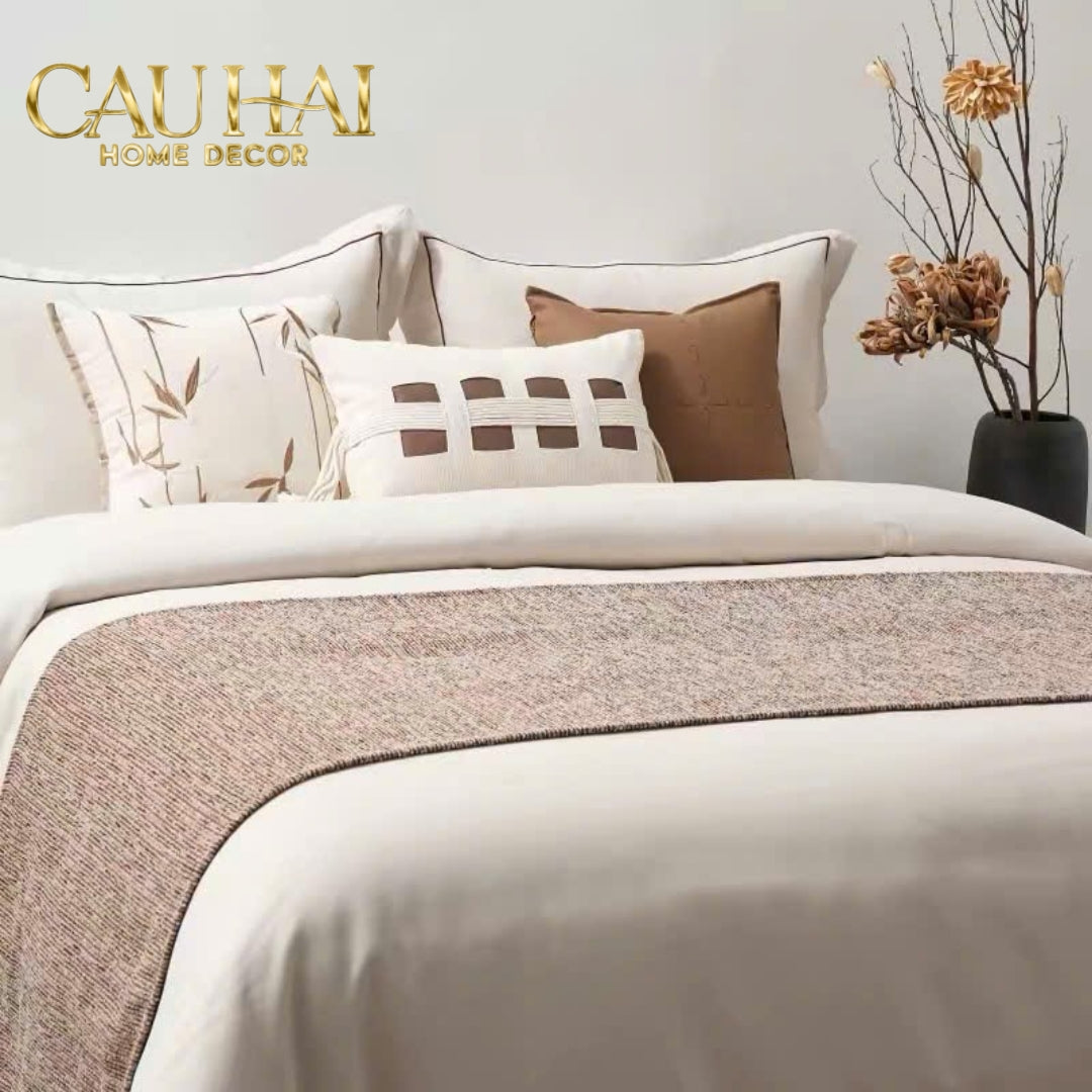 Gối Linen Sangle Tressée Chocolate Ivovy 30x50-Gối Trang Trí-CẬU HAI HOME DECOR-CẬU HAI HOME DECOR