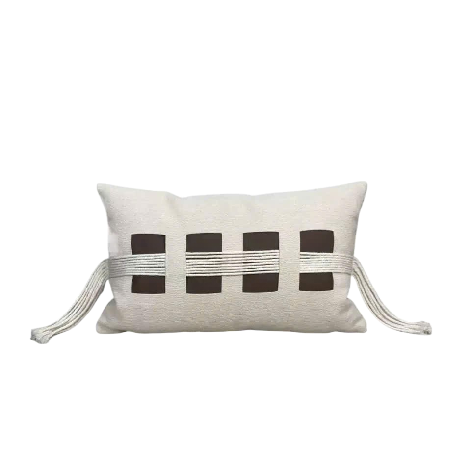 Gối Linen Sangle Tressée Chocolate Ivovy 30x50-Gối Trang Trí-CẬU HAI HOME DECOR-CẬU HAI HOME DECOR
