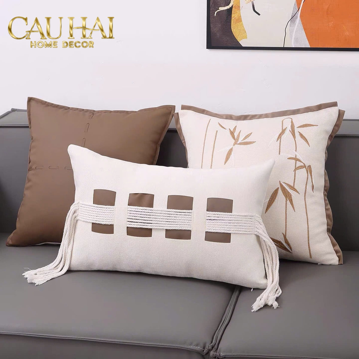 Gối Linen Sangle Tressée Chocolate Ivovy 30x50-Gối Trang Trí-CẬU HAI HOME DECOR-CẬU HAI HOME DECOR