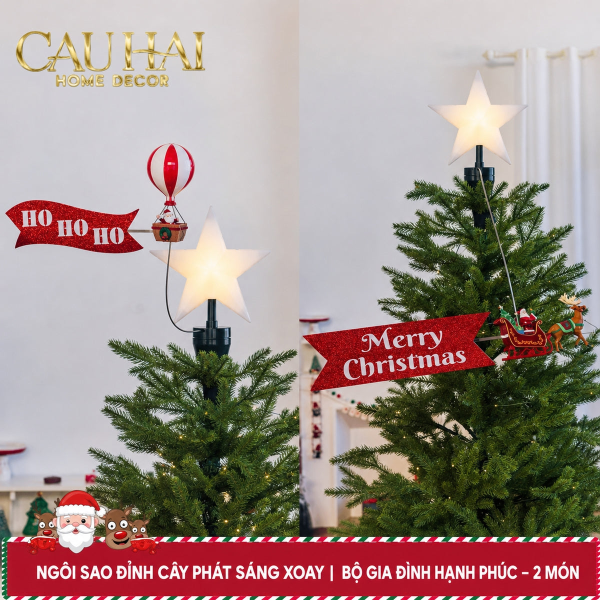 Fêtes Couture - Đèn Ngôi Sao Noel Santa Balloon Ho Ho Ho H22-TRANG TRÍ GIÁNG SINH-CẬU HAI HOME DECOR-CẬU HAI HOME DECOR