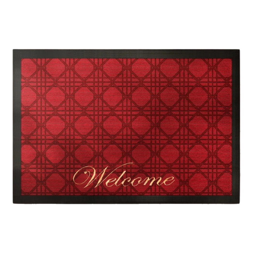 Thảm Ngăn Bụi Sợi Poly Dệt 80x100 Rouge Cannage Bienvenue - Dập Viền Da-THẢM TRẢI SÀN-CẬU HAI HOME DECOR-CẬU HAI HOME DECOR